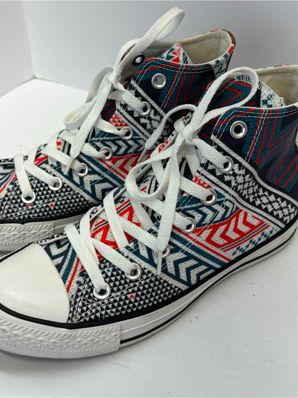 Converse Shoes M 6/W 8 Tribal Chevron Leather Chuck High Top Festival Geometric